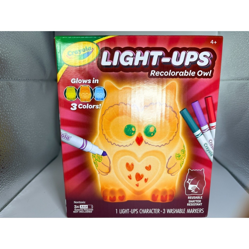 Crayola Light-Ups Recolorable Owl Glows‎ in 3 Colors Kids Craft Kit 74-7635 NIB